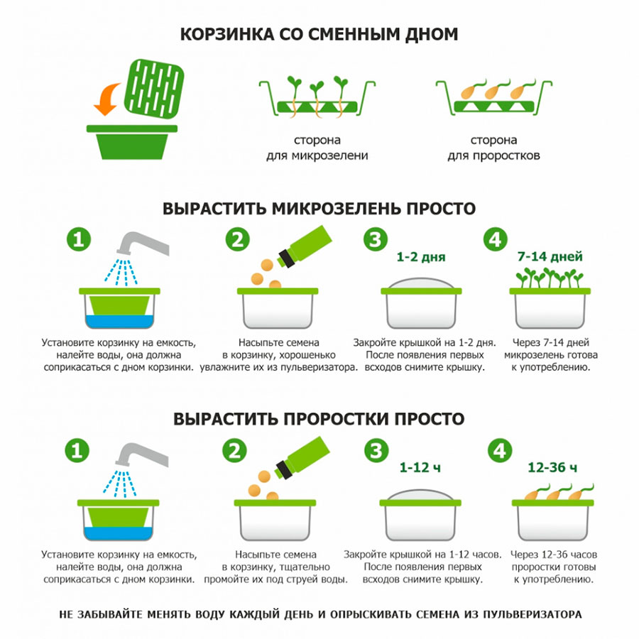 Набор для проращивания микрозелени: проращиватель, семена микс