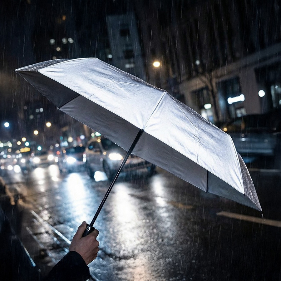 Зонт складной "Reflect", полуавтомат, светоотражающий серый