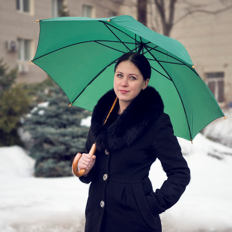 Зонт-трость SANTY, деревянная ручка, механический