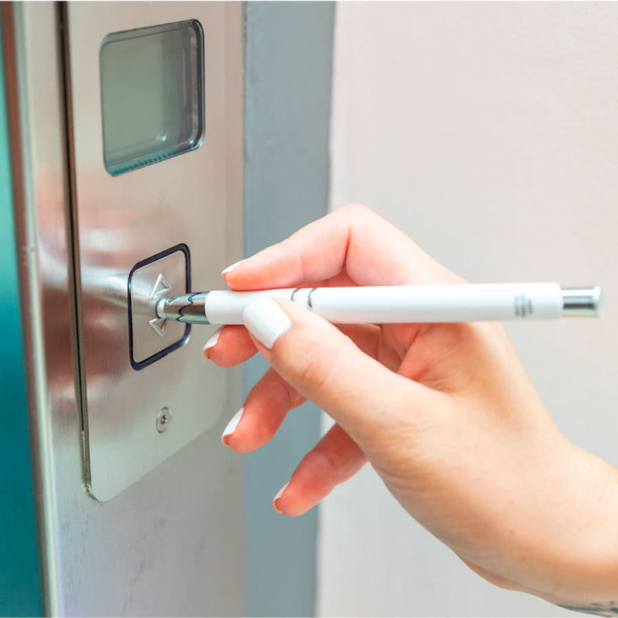 Шариковая ручка со стилусом TOPEN, белый, антибактериальный пластик