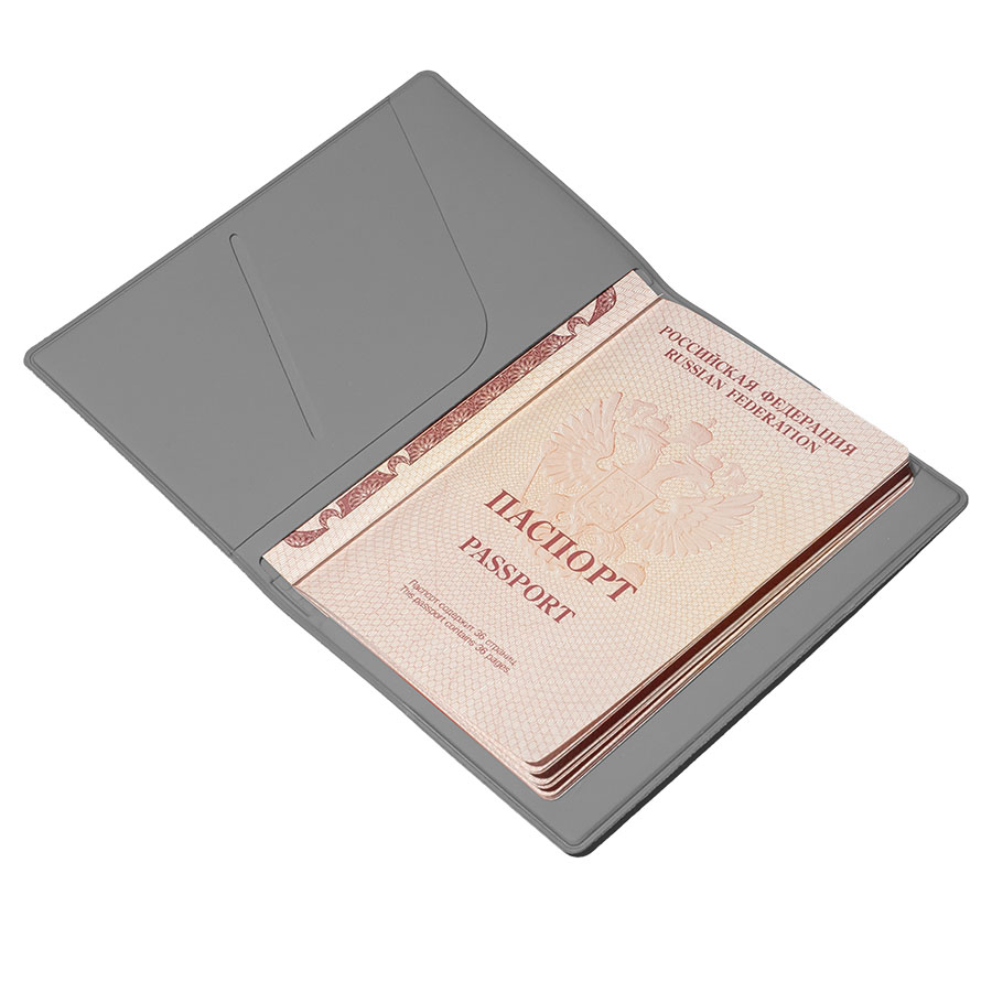 Обложка для паспорта Simply, 13.5 х 19.5 см, серая, PU
