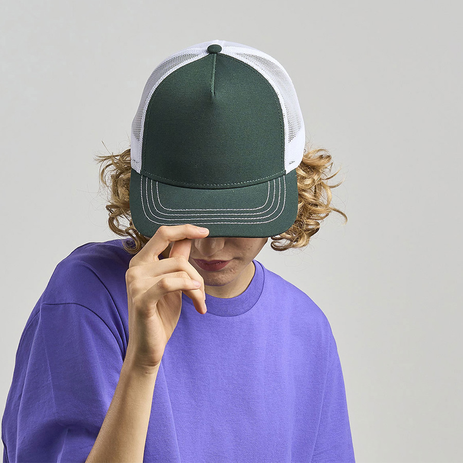 Бейсболка "RAPPER CANVAS-S", 5 клиньев, т.сер./красн, пласт.заст., 100% перераб. полиэстер, 270 г/м2