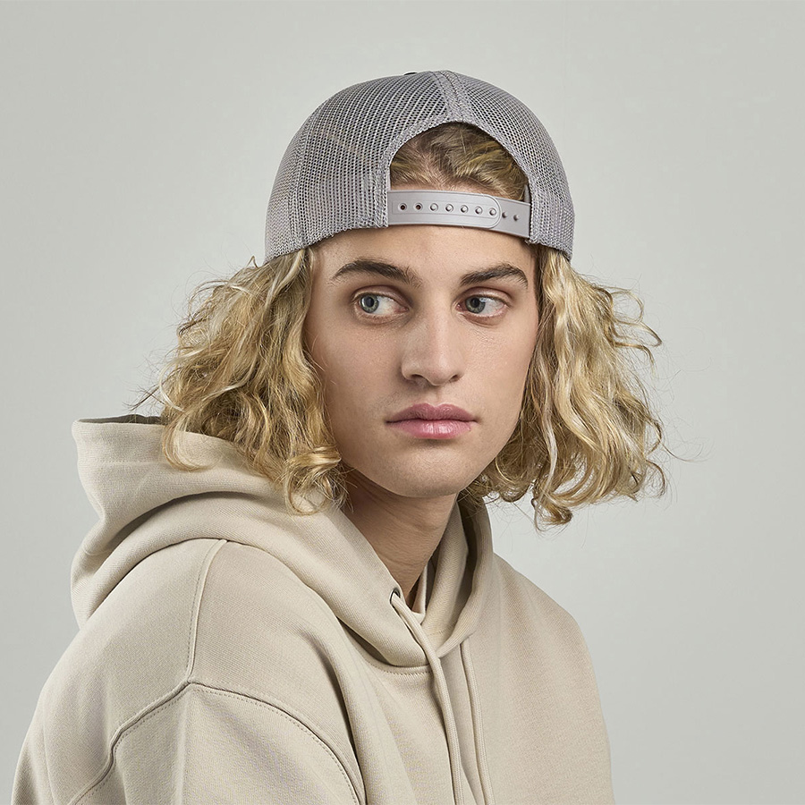 Бейсболка "RAPPER CANVAS-S", 5 клиньев, т.сер./красн, пласт.заст., 100% перераб. полиэстер, 270 г/м2