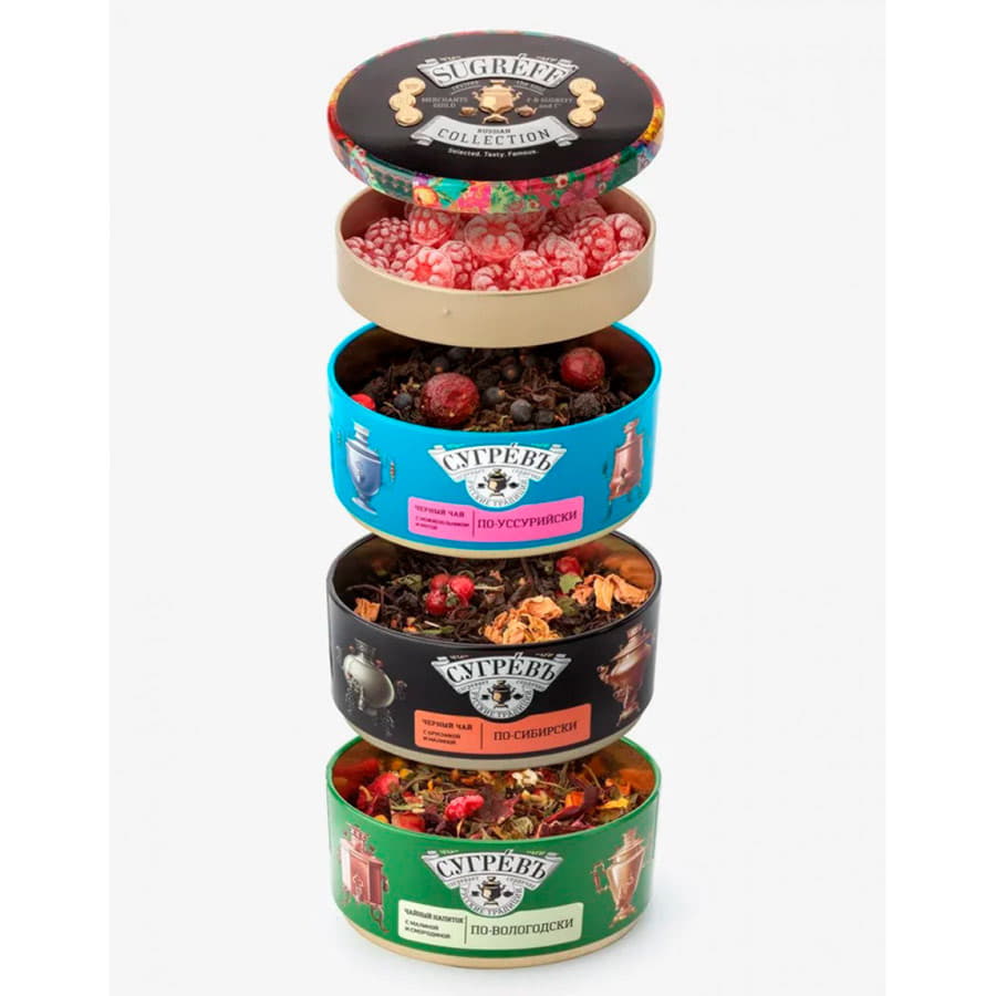 Коллекция Сугревъ из 3 чаев с натуральными малиновыми леденцами