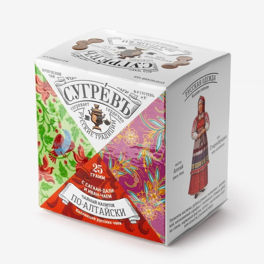 Коллекция подарочная из 8  чаёв СУГРЕВЪ в сумке из хлопка