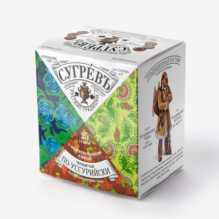 Коллекция подарочная из 8  чаёв СУГРЕВЪ в сумке из хлопка