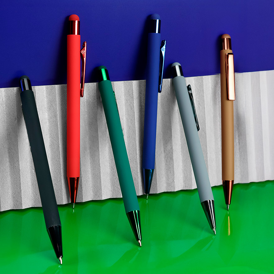 Ручка шариковая FACTOR COLOR со стилусом, золотой