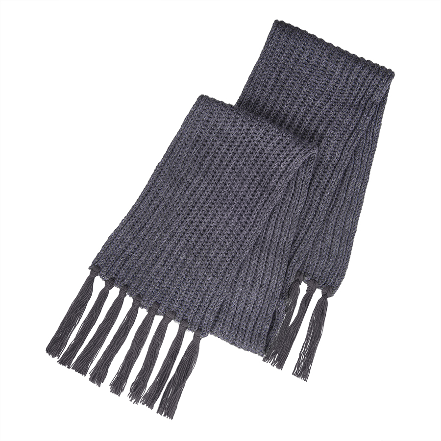 Вязаный комплект шарф и шапка "GoSnow", антрацит c фурнитурой, темно-серый, 70% акрил,30% шерсть