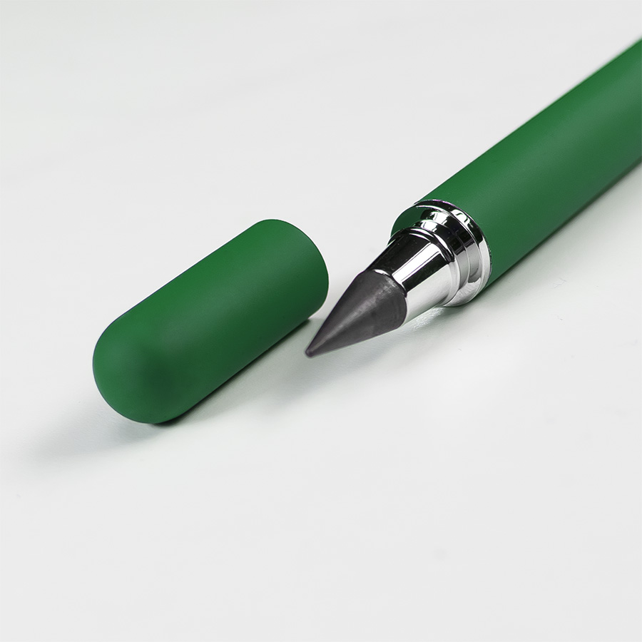 Ручка шариковая + карандаш вечный 2 в 1 soft, зеленый, металл, софт-покрытие, в футляре