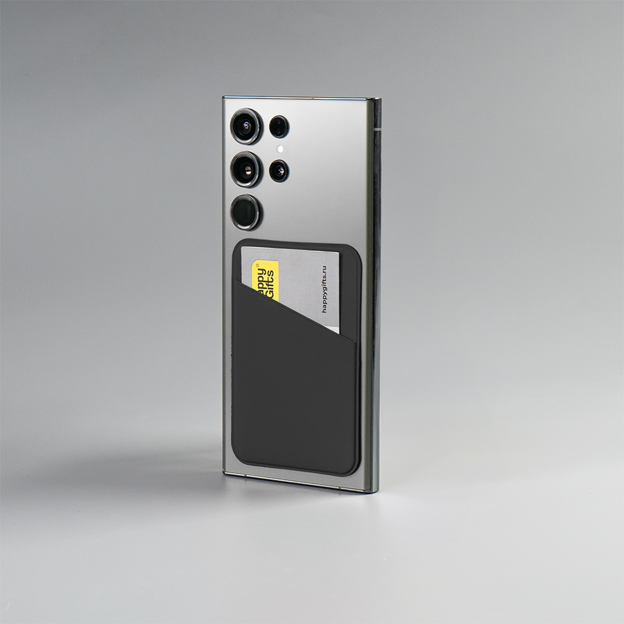 Чехол для карты на телефон Simply, самоклеящийся 65 х 97 мм, черный, PU 