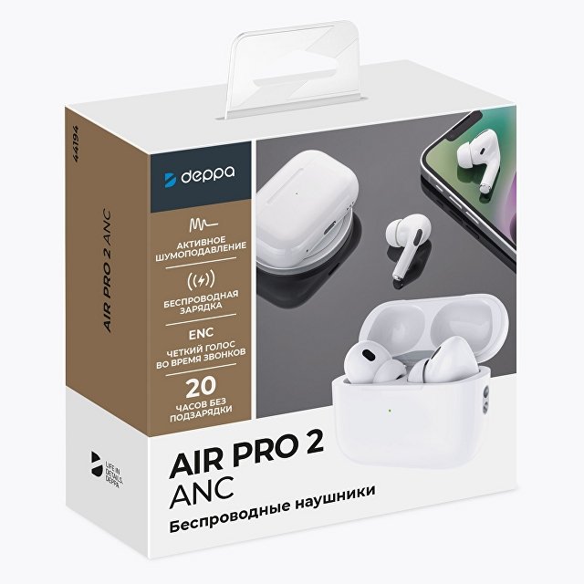 Беспроводные наушники с микрофоном Air Pro 2 ANC, TWS, BT 5.3, 300 мАч, ANC, QI