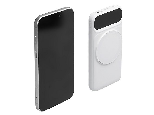 Магнитный беспроводной внешний аккумулятор со встроенными кабелями «Мэни», 10000 мАч