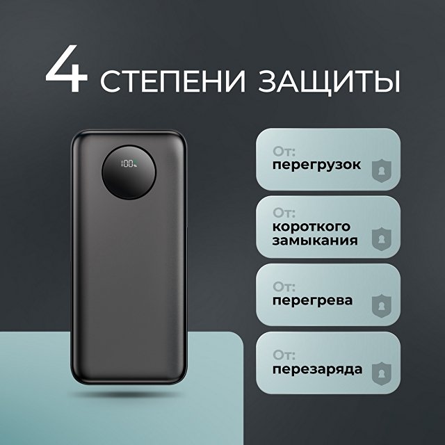 Внешний АКБ NRG Turbo V4 20000 мА-ч, дисплей