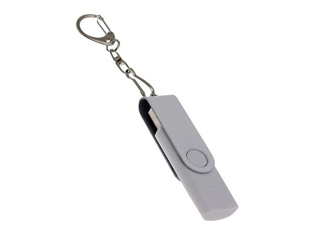 USB 2.0- флешка на 64 Гб с поворотным механизмом и дополнительным разъемом Type-C