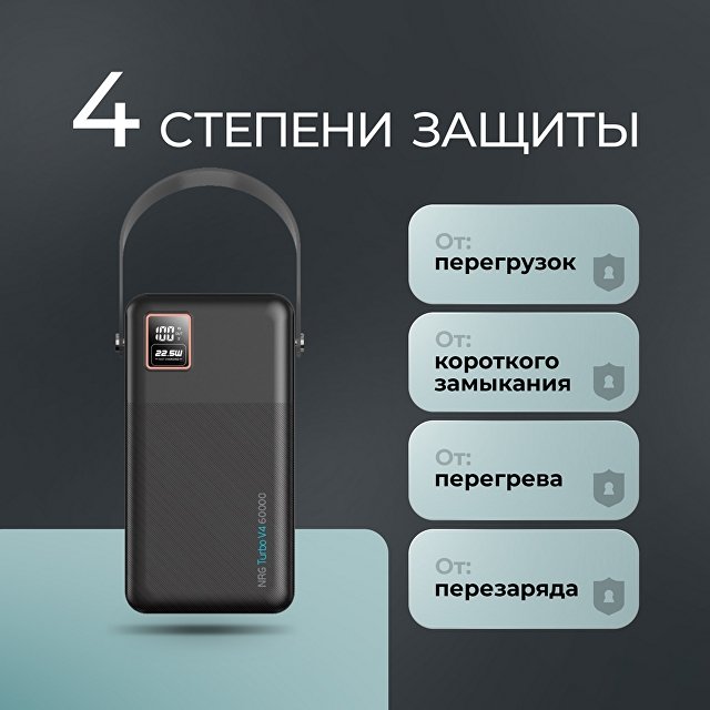 Внешний АКБ NRG Turbo V4 60000 мА-ч, дисплей