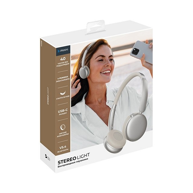 Беспроводные накладные наушники Stereo Light, BT 5.4, 300 мАч