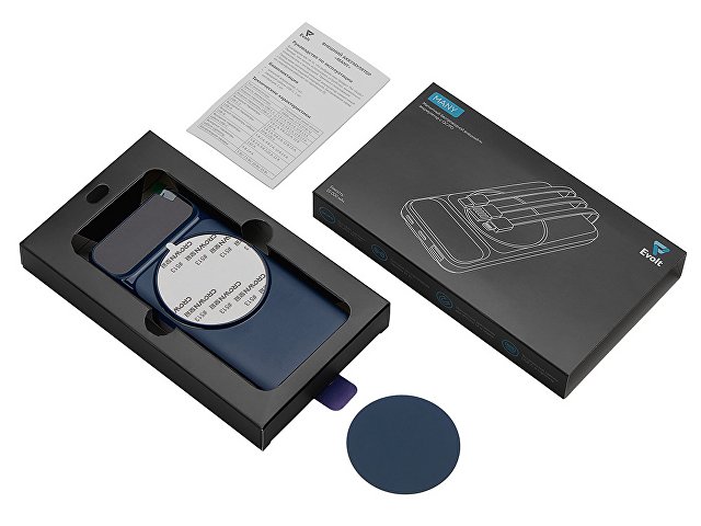 Магнитный беспроводной внешний аккумулятор со встроенными кабелями «Мэни», 10000 мАч