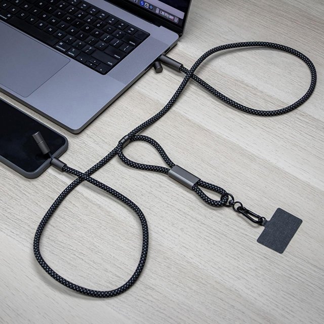 Шнурок-держатель для телефона с зарядным кабелем USB-C на USB-C/Lightning «Lany Eco Charge»