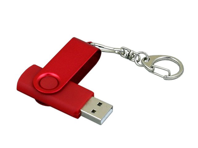 USB 2.0- флешка промо на 4 Гб с поворотным механизмом и однотонным металлическим клипом