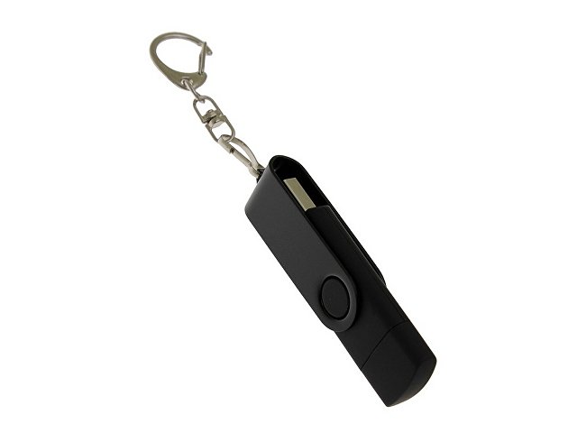 USB 2.0- флешка на 32 Гб с поворотным механизмом и дополнительным разъемом Type-C