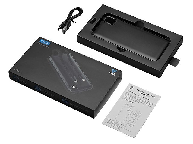 Внешний аккумулятор со встроенными кабелями «Фрэйм», 10000мач