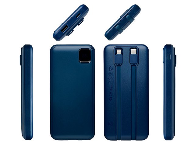 Внешний аккумулятор со встроенными кабелями «Фрэйм», 10000мач