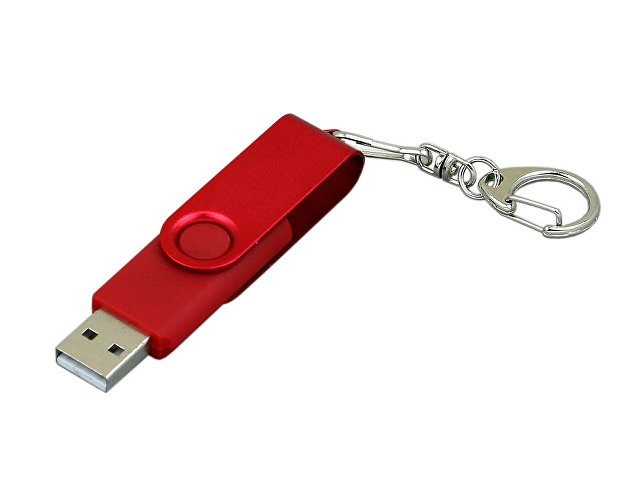 USB 2.0- флешка промо на 4 Гб с поворотным механизмом и однотонным металлическим клипом