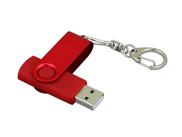 USB 2.0- флешка промо на 32 Гб с поворотным механизмом и однотонным металлическим клипом