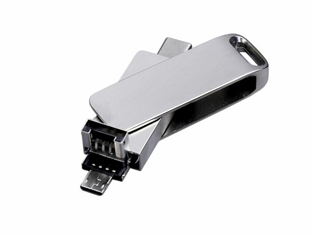 USB 2.0-флешка на 16 Гб 3-в-1 с разъемами Micro USB и USB-C