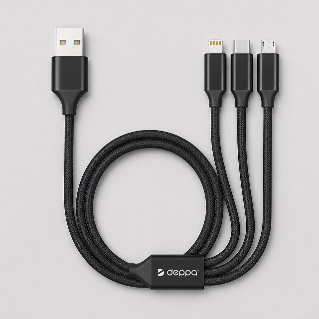 Дата-кабель 3 в 1: micro USB, USB-C, Ligthning, алюминий, 1.2м