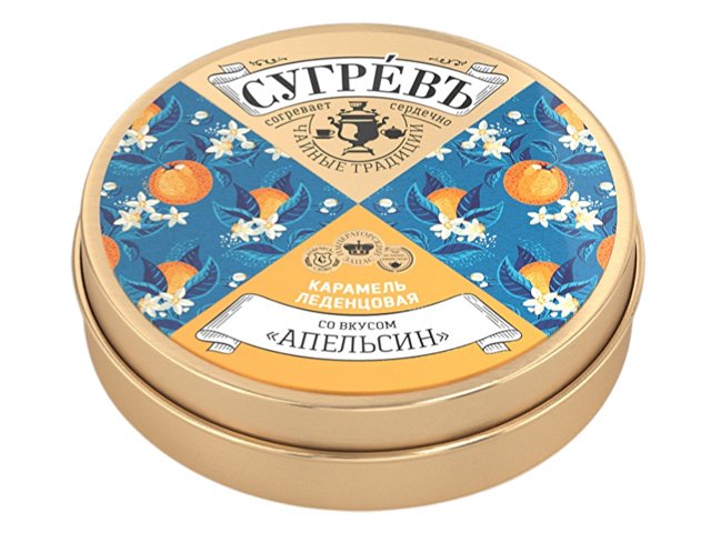 Карамель леденцовая со вкусом апельсина в банке