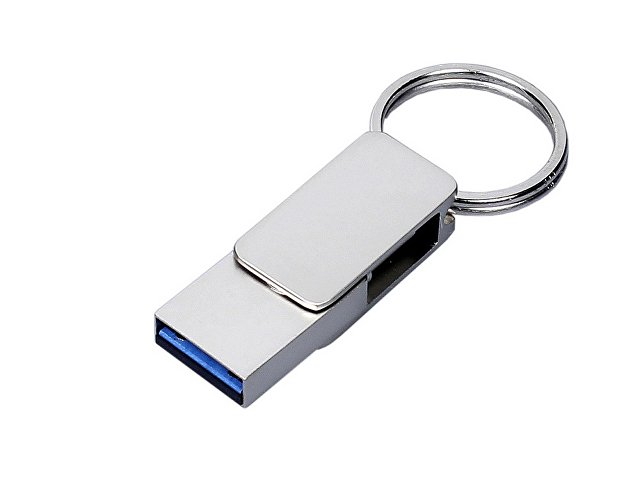 USB 2.0- флешка «Mercury» на 32 Гб с поворотным механизмом и дополнительным разъемом Type-C