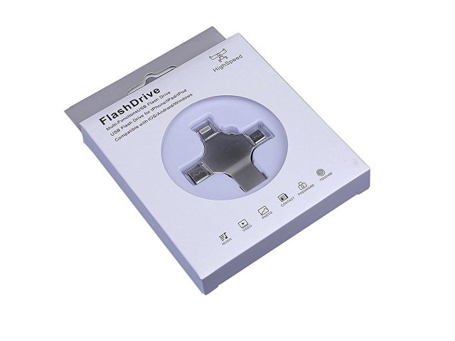 USB 3.0-флешка на 256 Гб 4-в-1 с разъемами Micro USB, Type-C и Lightning