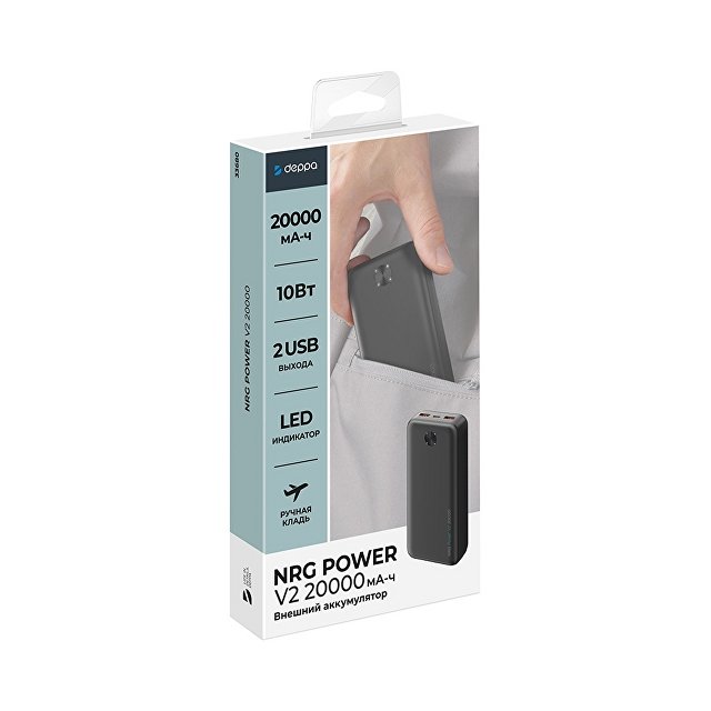 Внешний АКБ NRG Power V2 20000 мА-ч, 2A, 2xUSB