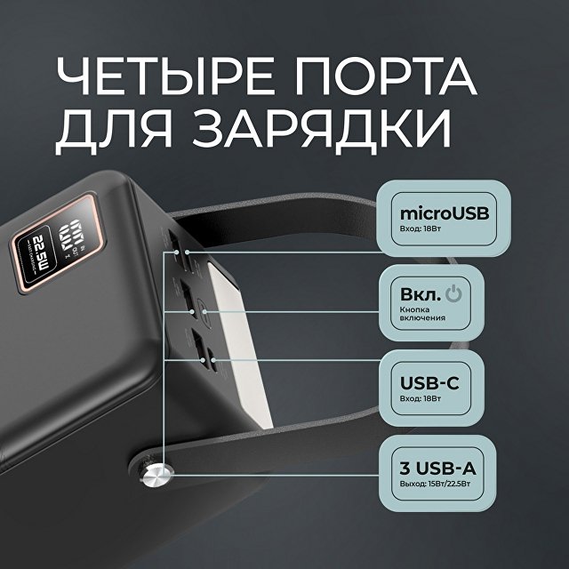Внешний АКБ NRG Turbo V4 60000 мА-ч, дисплей