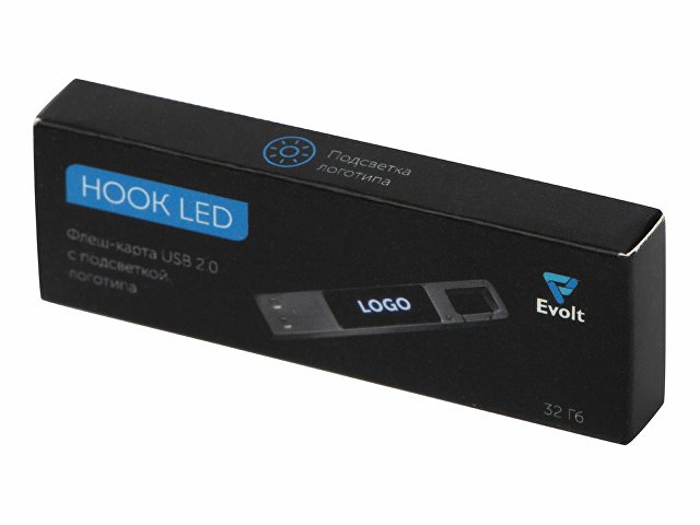 USB 2.0- флешка на 32 Гб c подсветкой логотипа «Hook LED»