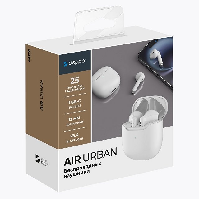 Беспроводные наушники с микрофоном Air Urban, TWS, BT 5.3, 320 мАч