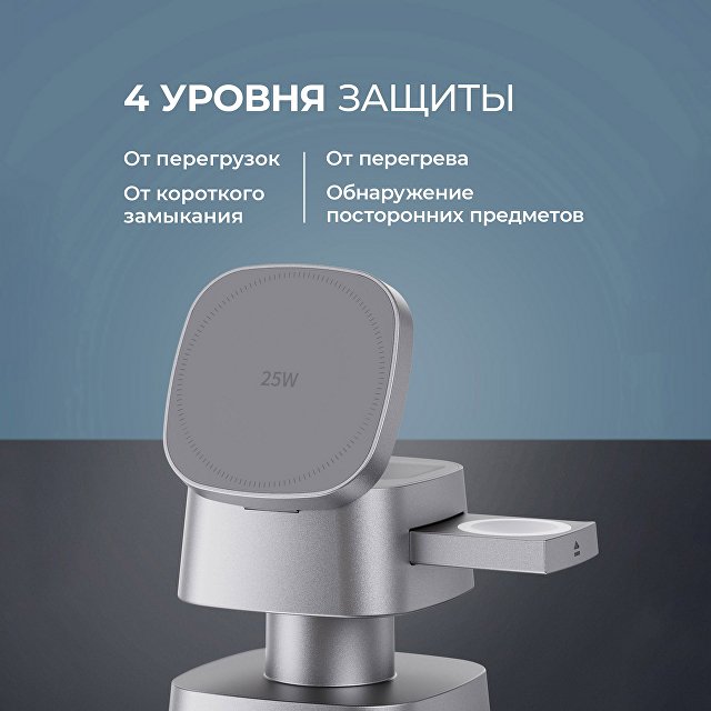 Беспроводное ЗУ 3 в 1, Qi2.2 25W Glow Ligh
