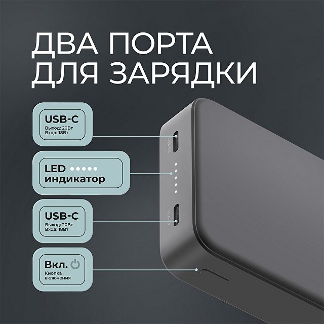 Внешний АКБ NRG Turbo S 20000 mAh, 20Вт