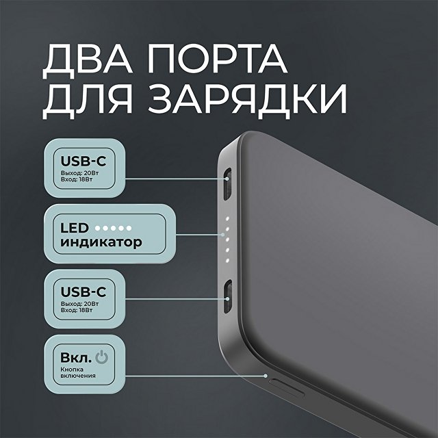 Внешний АКБ NRG Turbo S 10000 mAh, 20Вт