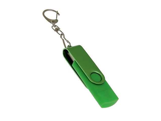 USB 2.0- флешка на 16 Гб с поворотным механизмом и дополнительным разъемом Type-C