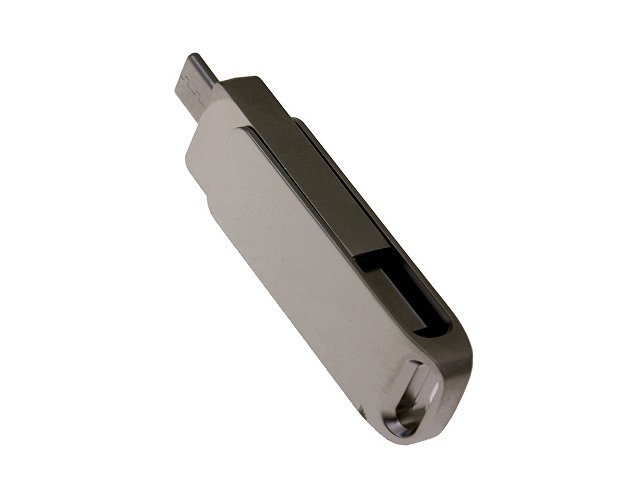 USB 2.0- флешка на 32 Гб с поворотным механизмом и дополнительным разъемом Type-C