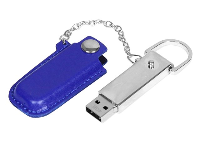 USB 2.0- флешка на 16 Гб в массивном корпусе с кожаным чехлом