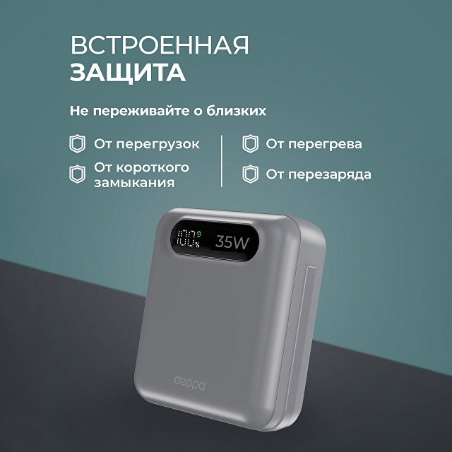 Внешний АКБ NRG Turbo Cable 10000 mAh, 35Вт
