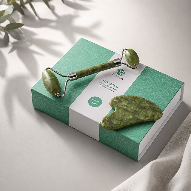 Подарочный набор роллер и гуаша из нефрита «Rituals»