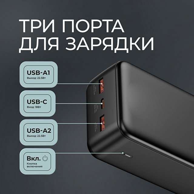 Внешний АКБ NRG Turbo V4 30000 мА-ч, дисплей