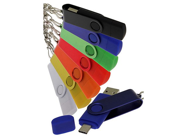 USB 3.0- флешка на 32 Гб с поворотным механизмом и дополнительным разъемом Type-C