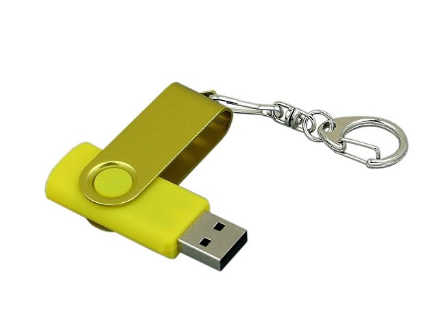 USB 2.0- флешка промо на 16 Гб с поворотным механизмом и однотонным металлическим клипом