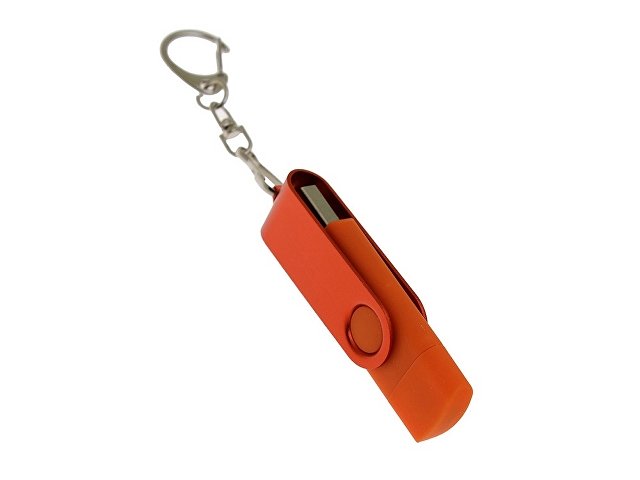 USB 3.0- флешка на 64 Гб с поворотным механизмом и дополнительным разъемом Type-C