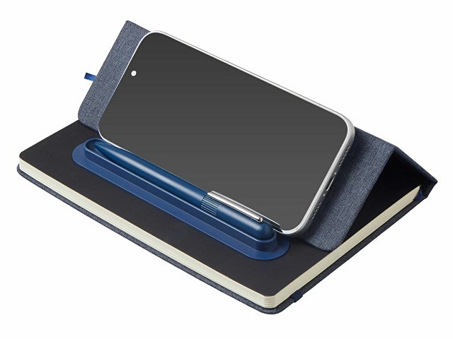 Блокнот А5 «NotaBene» с металлической шариковой ручкой и подставкой для телефона